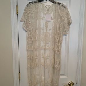 NWT off white lace kimono